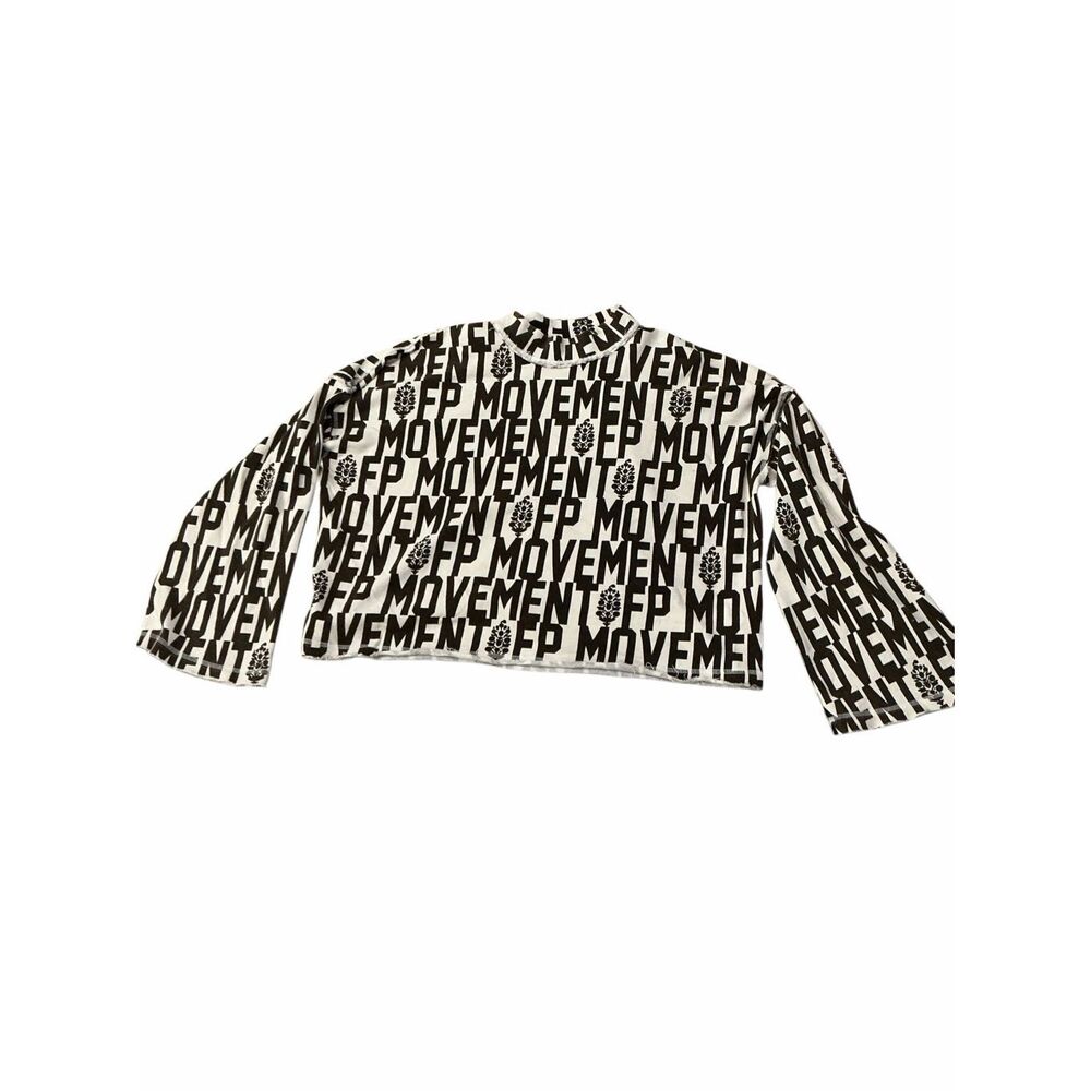 FP MOVEMENT Wild Side Logo Sweatshirt - Black/Brown/Ivory - Medium NWOT